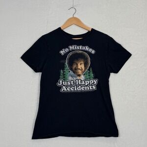 Bob Ross Black Graphic T-Shirt‎ Medium